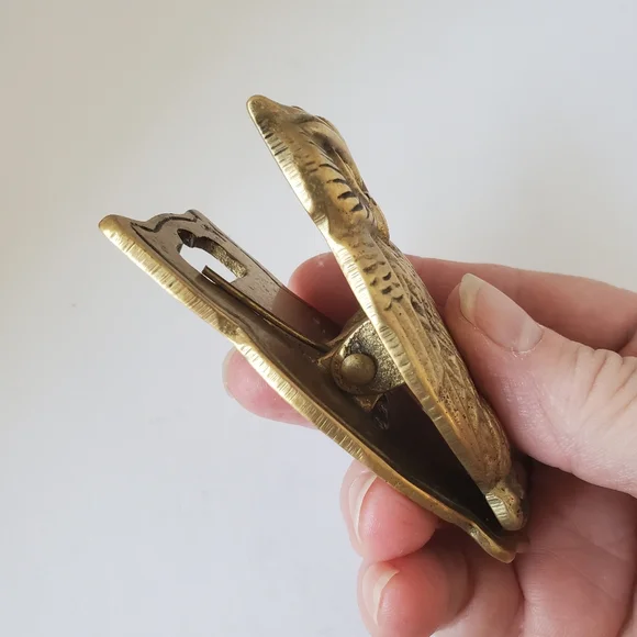 Vintage Brass Owl Memo Holder Paper Clip Office Helper 🦉 - Picture 3 of 8